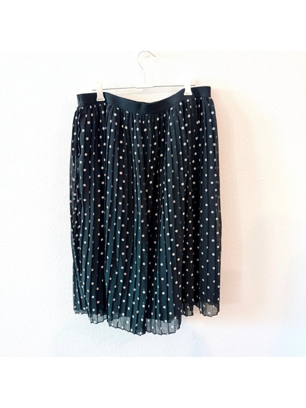Polka Dot Pleated Skirt - Black and White